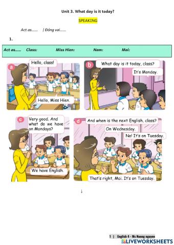 E4U3 (speaking) What day is it today? -nuongnguyen