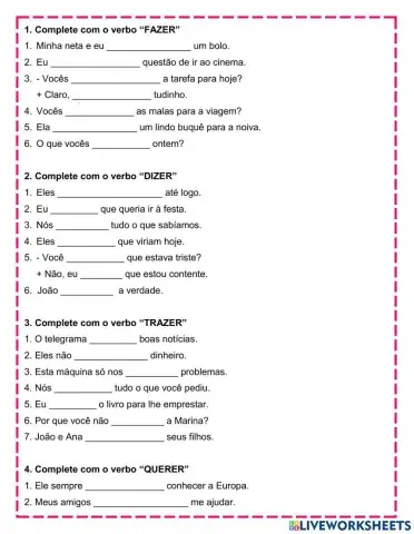 Verbos irregulares no P.P.S