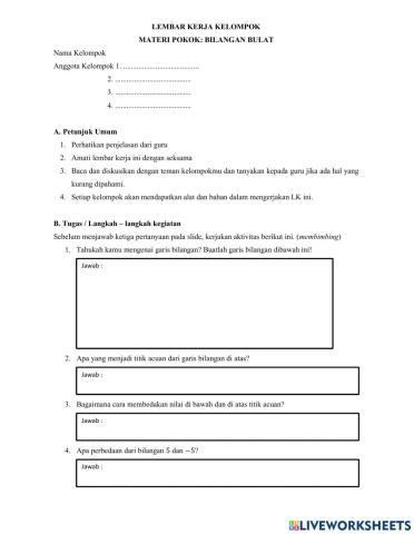 1 LKPD mengenal titik acuan, garis bilangan, pos neg