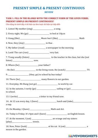 Present simple and continuous 2