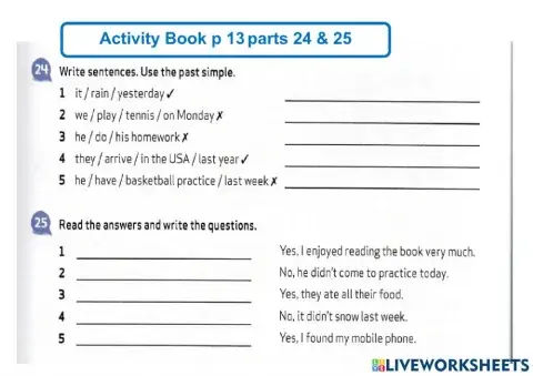 G5 Activity Book page 13 parts 24-25
