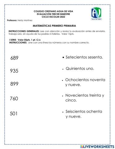 Evaluación matemática III