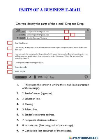 Parts of a Business e-mail