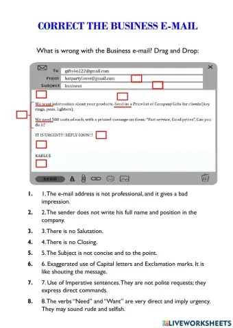 Correct the Business e-mail