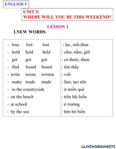 English 5- unit 5- lesson 1