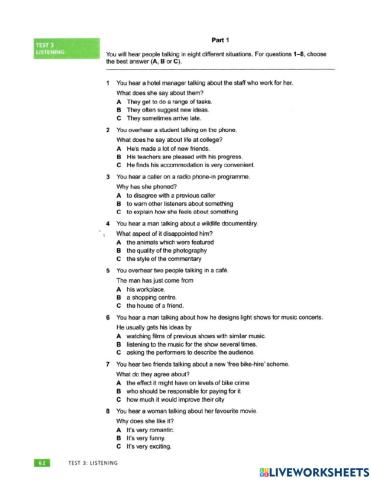 Listening practice test 3