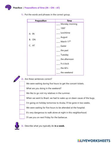 Prepositions of time