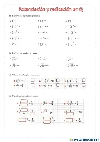 Potenciación y radicación en Q