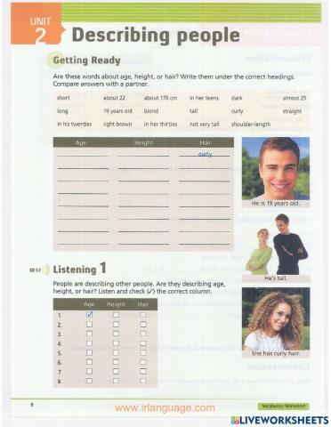 Unit 2: Describing people