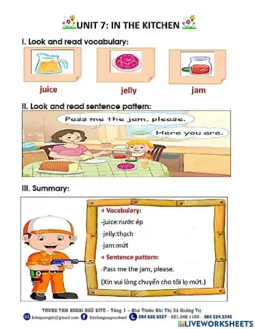 UNIT 7: IN THE KITCHEN (Bài tập bổ trợ tiếng anh 2)