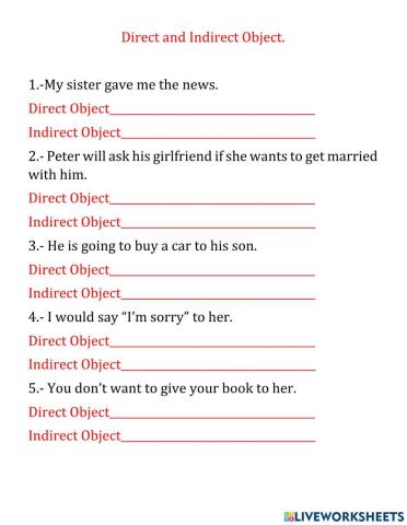 Direct and Indirect Object, Pronouns and Pattern Verbs