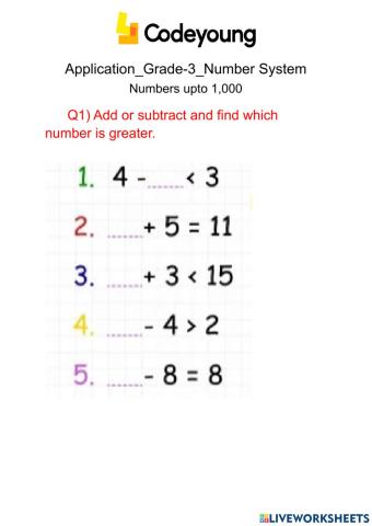 Numbers upto 1,000 application