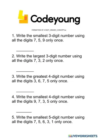 Formation of 4 digit numbers