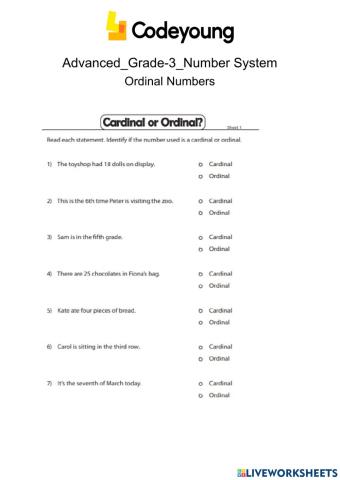Advanced ordinal numbers