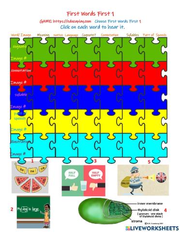 First Words First Vocab 1