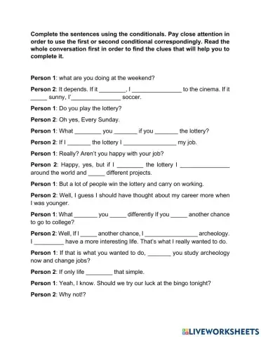 First and second conditionals