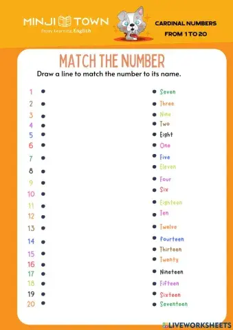 Numbers from 1 to 20