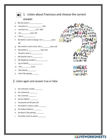 ListeningBasic personal information