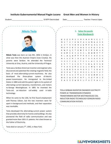 Nikola Tesla Short Biography