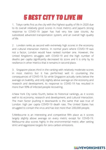 Best cities to live in