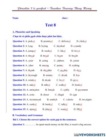 Test 8 English 7