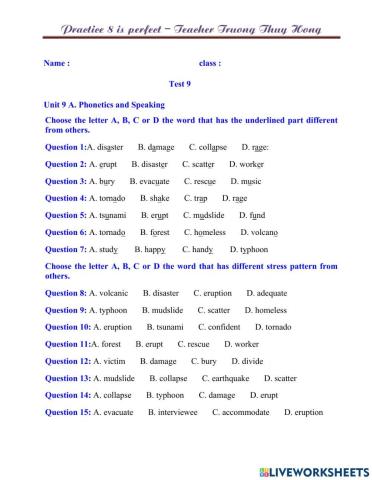 Test 9 English 8