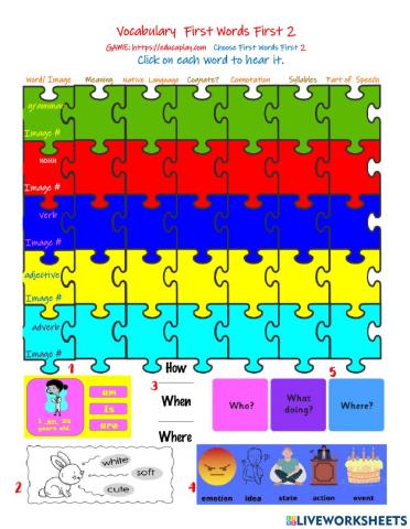 Vocabulary First Words First 2