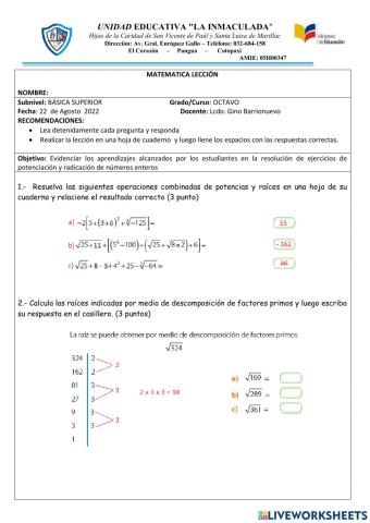 Potenciación y radicación