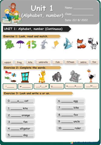 Unit 1 Alphabet, number NGT 1