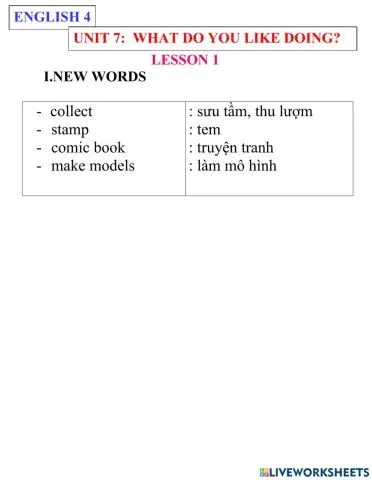 English 4- unit 7- lesson 1