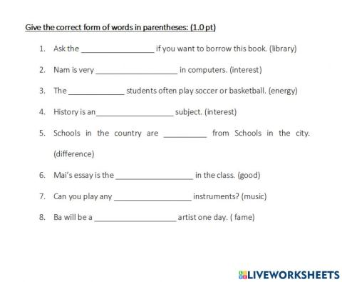 Word form lop 7 bai 4