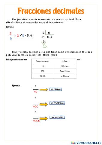 Fracciones decimales