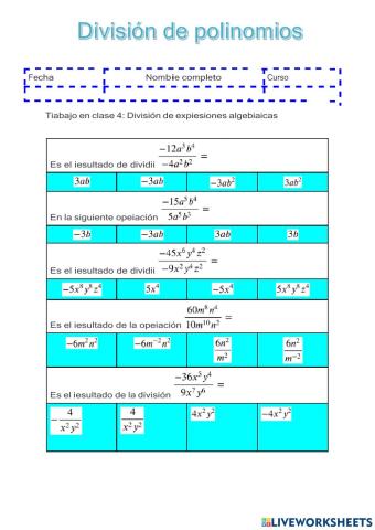 Division de polinomios