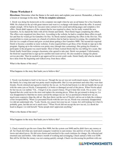 THEME WORKSHEET 4