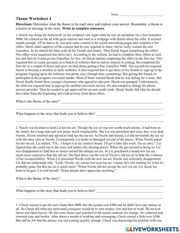 THEME WORKSHEET 4