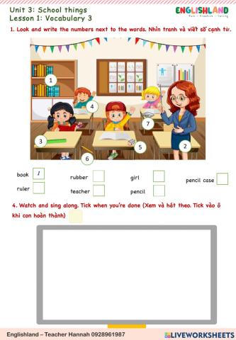 U3 School things vocab 3