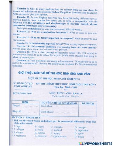 Đề ôn chuyên 1-minh châu