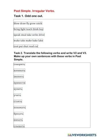 Past Simple Irregular verbs