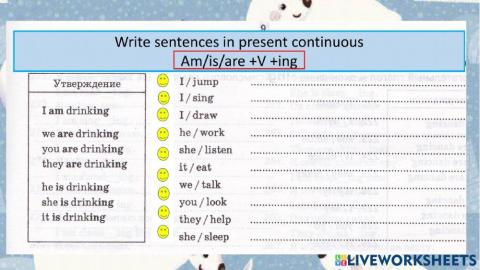 Present Continuous affirmative for kids