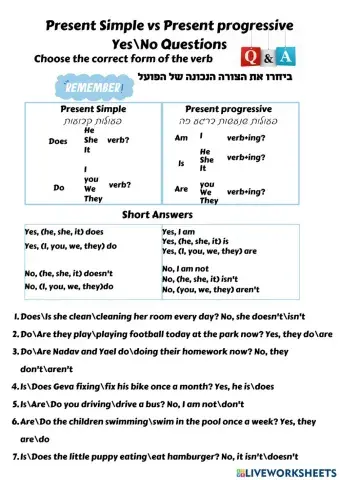 Questions simple vs progressive