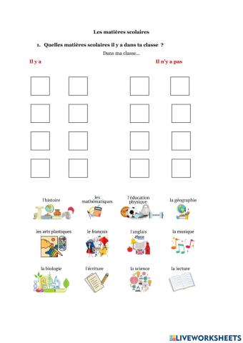 Les matières scolaires