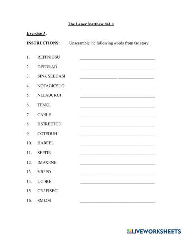 The Leper Matthew 8:2-4