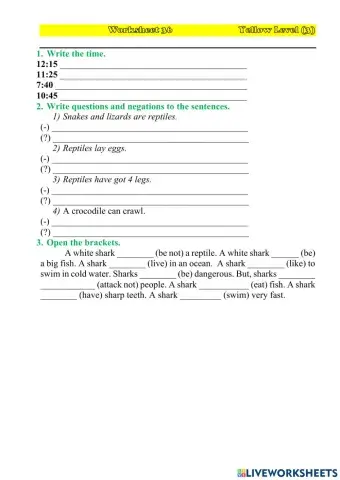 Worksheet 36 YL(3)