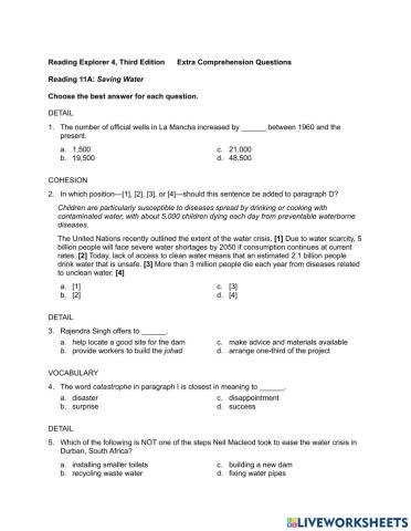 Unit 11A Comprehension