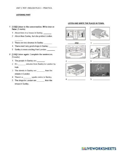 English plus 1 - practice test- listening