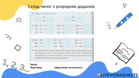Склад чисел з розрядних доданків