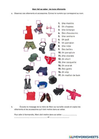 Faire sa valise, les vêtements et les accessoires