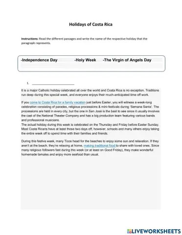 Holidays in Costa Rica