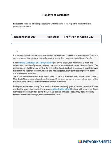 Holidays in Costa Rica