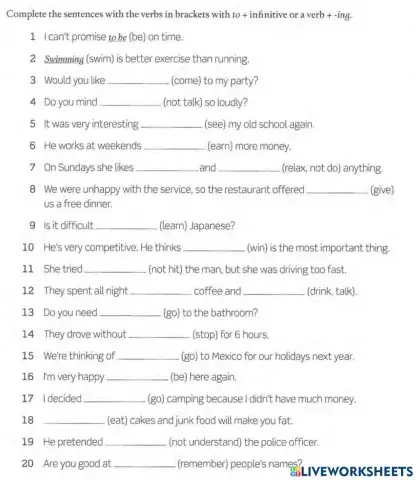 To infinitive or ing